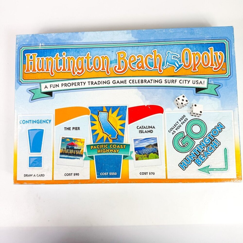 Huntington Beach-Opoly Monopoly Board Game Complete Ages 8 & Up